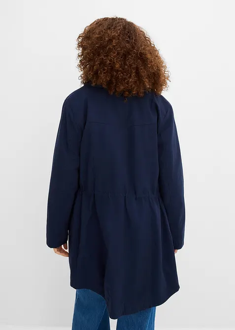 Kort bomullsparkas med st&aring;krage, figursydd, bonprix