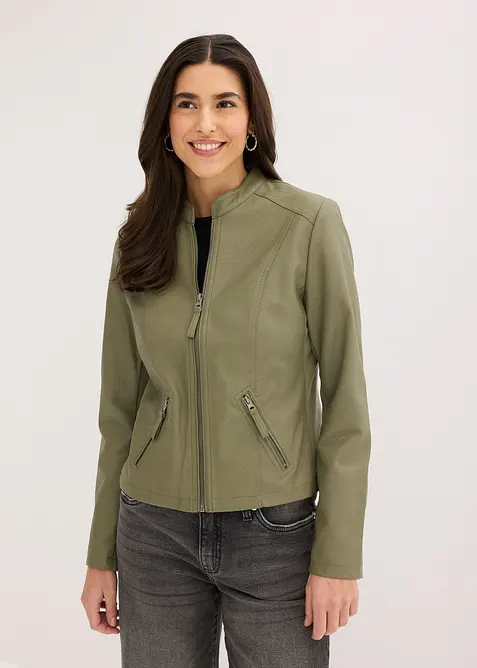 Jacka i skinnimitation av ren viskos, bonprix