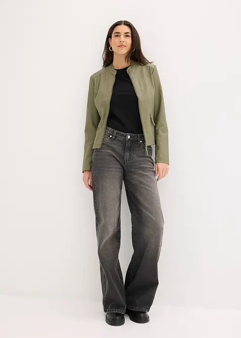 Jacka i skinnimitation av ren viskos, bonprix