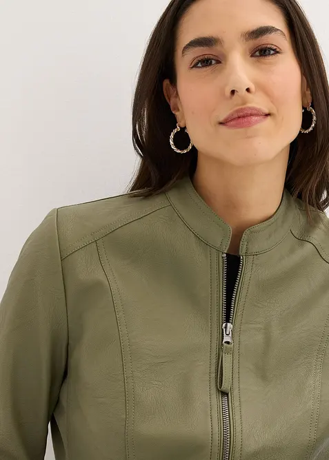 Jacka i skinnimitation av ren viskos, bonprix