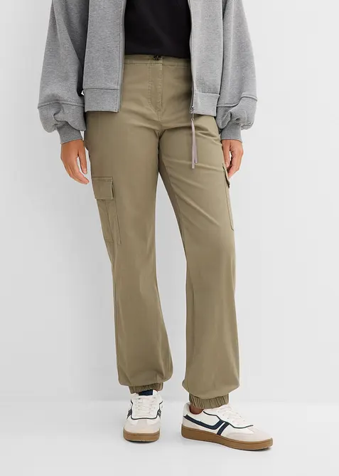 Cargobyxa i stretchig bomullsmix, bonprix