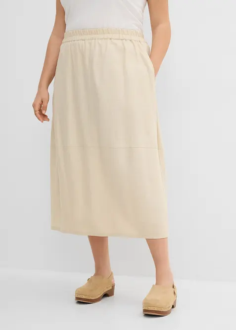 Mellanl&aring;ng kjol i tunn linneblandning, bonprix