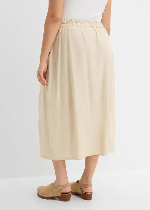 Mellanl&aring;ng kjol i tunn linneblandning, bonprix