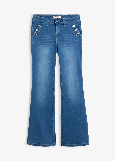 Bootcut Jeans Mid Waist, ekologisk bomull, bonprix