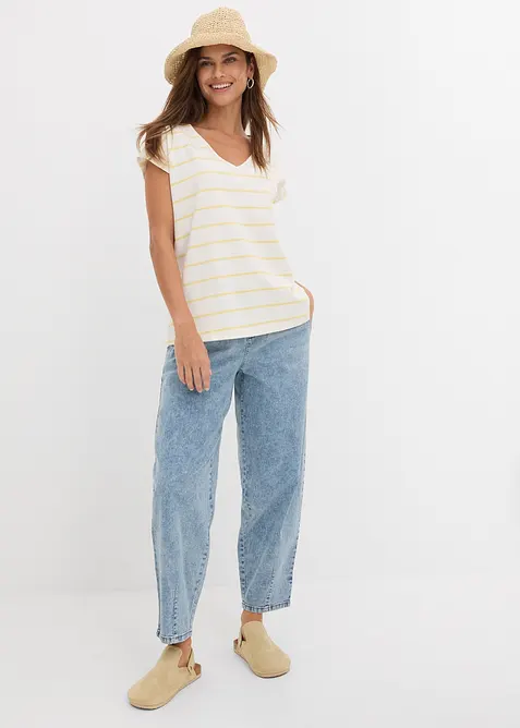 Barrel Jeans Mid Waist, med bekv&auml;m midja, bonprix