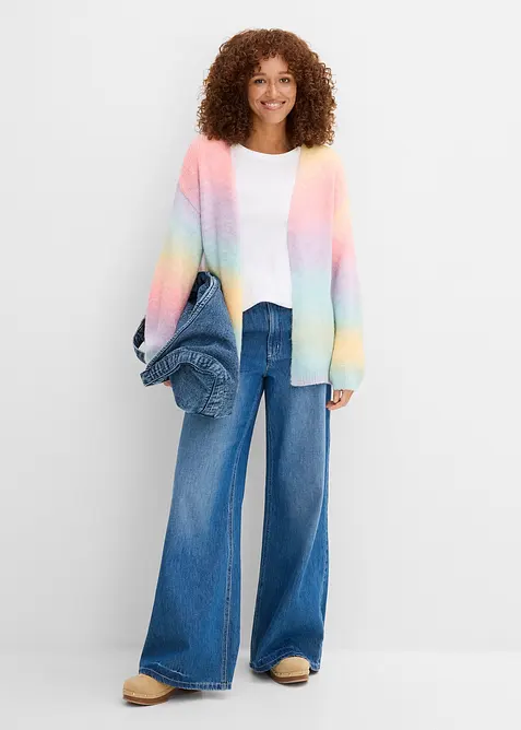 Grovstickad cardigan av mjuk bomullsmix, bonprix