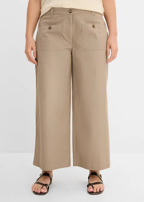 Byxa med vida ben och h&ouml;g, bekv&auml;m midja, bonprix