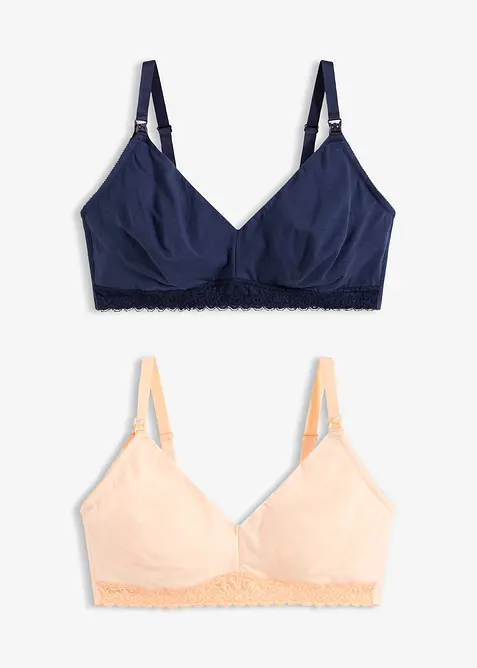 Amningsbeh&aring; utan bygel, med ekologisk bomull (2-pack), bonprix