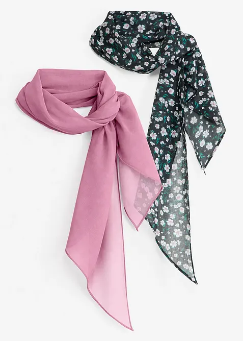 Blommig scarf (2-pack), bonprix