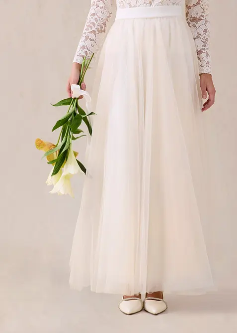 Maxikjol i skir tyll, bonprix