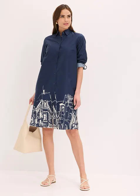 Skjortkl&auml;nning i bomullspoplin, bonprix