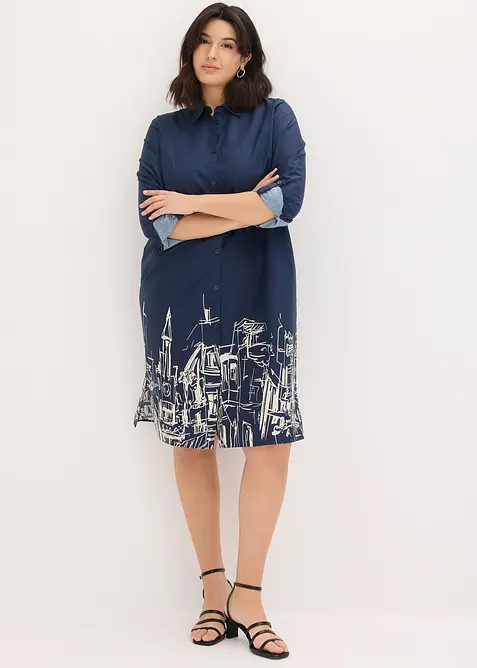 Skjortkl&auml;nning i bomullspoplin, bonprix