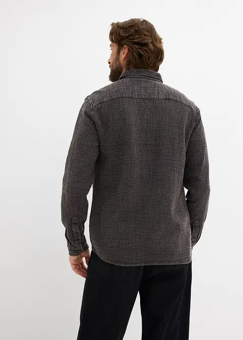 Skjorta i bomullsmuslin med tv&auml;ttad look, bonprix