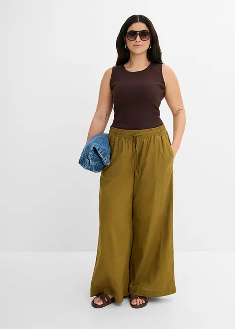 Palazzobyxa i ren bomull, bonprix