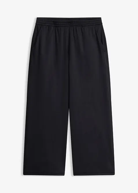 Bekv&auml;m sportbyxa i caprimodell med vida ben, bonprix