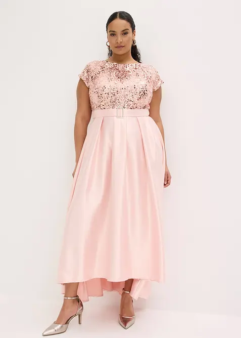 Maxikl&auml;nning i gl&auml;nsande satin med paljetter, bonprix