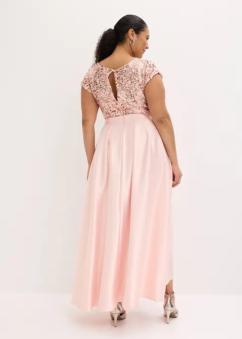 Maxikl&auml;nning i gl&auml;nsande satin med paljetter, bonprix