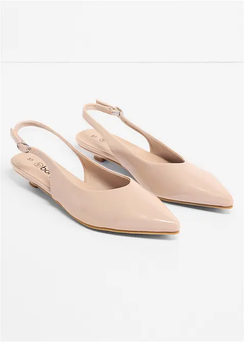 Ballerinaskor med slingback och lacklook, bonprix