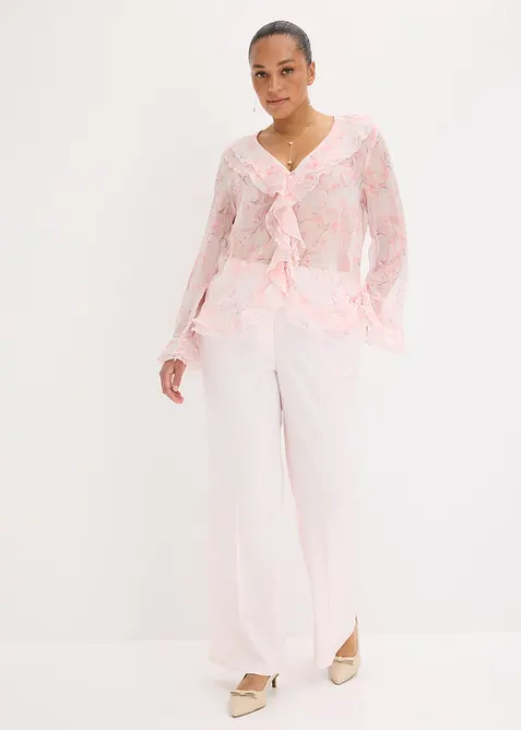 Chiffongblus med volanger, bonprix