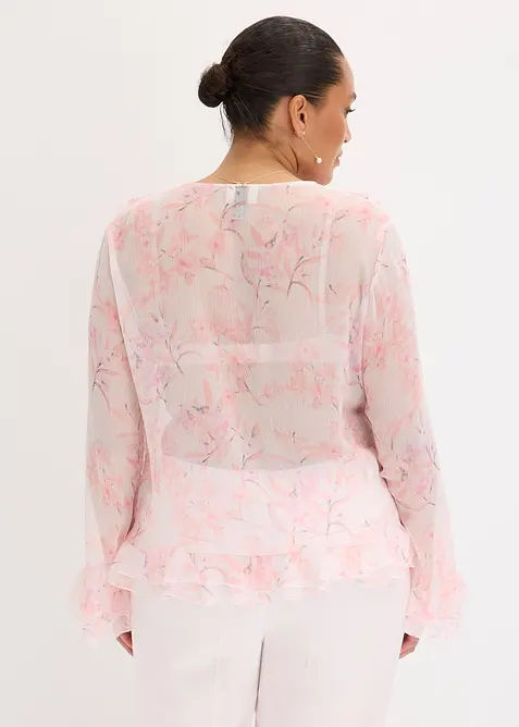 Chiffongblus med volanger, bonprix