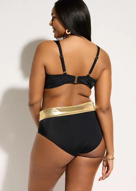 Minimizer-bikini med guldf&auml;rgade inf&auml;llningar (2 delar), bonprix