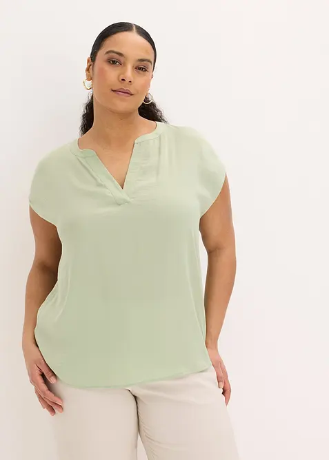 Ledig satinblus med &ouml;verskurna &auml;rmar, bonprix