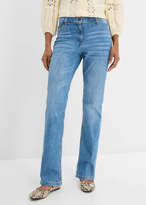 Straight Jeans Mid Waist, med bekv&auml;m midja, bonprix