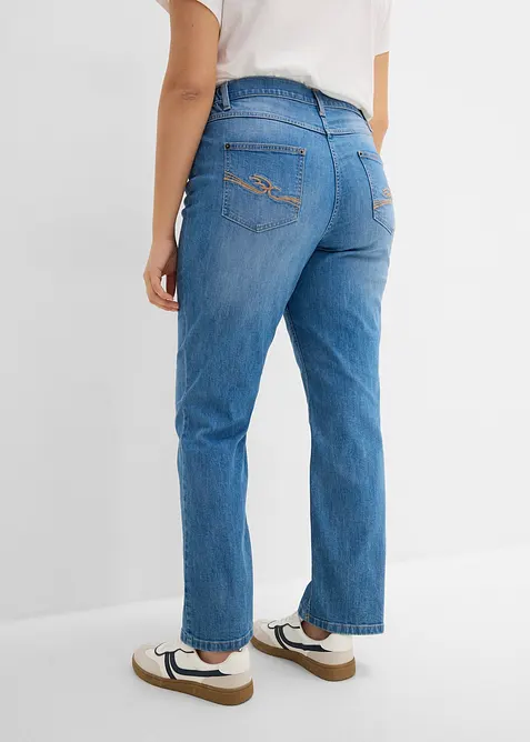 Straight Jeans Mid Waist, med bekv&auml;m midja, bonprix