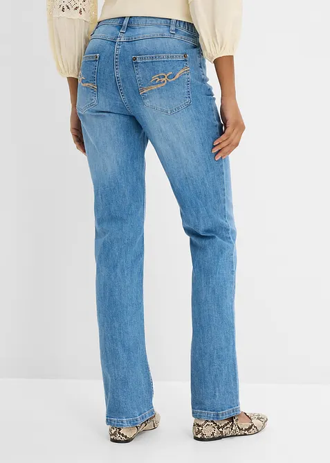 Straight Jeans Mid Waist, med bekv&auml;m midja, bonprix
