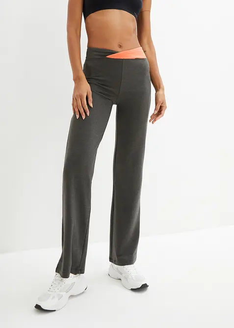 Stretchig sportbyxa i bomull med bootcut (2-pack), bonprix