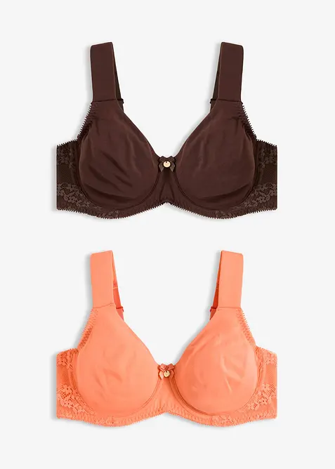T-shirt-BH med bygel och ekologisk bomull (2-pack), bonprix