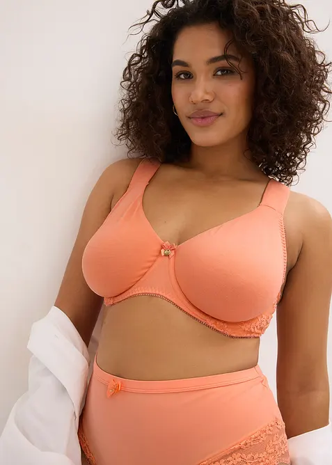 T-shirt-BH med bygel och ekologisk bomull (2-pack), bonprix