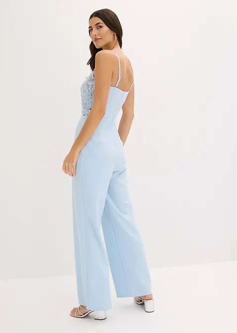 Jumpsuit i kr&auml;pp med struktur och med p&auml;rlbroderi, bonprix