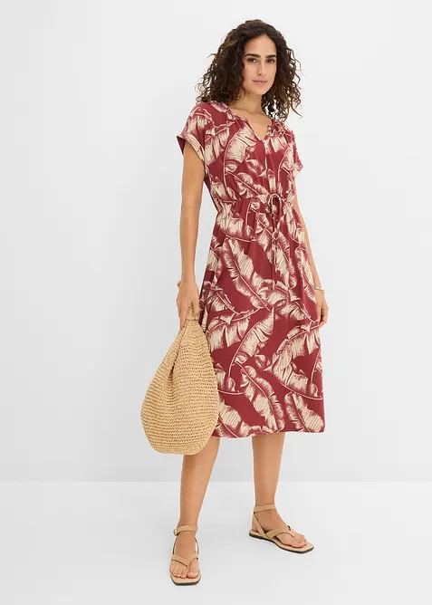 Jerseykl&auml;nning i b&ouml;ljande materialmix, bonprix