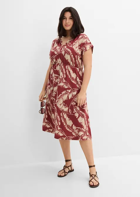 Jerseykl&auml;nning i b&ouml;ljande materialmix, bonprix