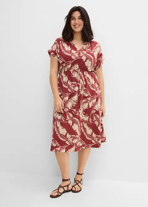 Jerseykl&auml;nning i b&ouml;ljande materialmix, bonprix