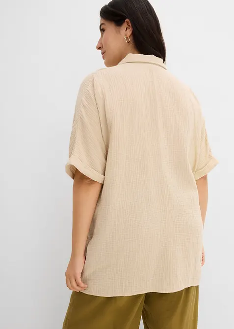 L&aring;ng muslinblus i oversizemodell av bomullsmuslin, bonprix