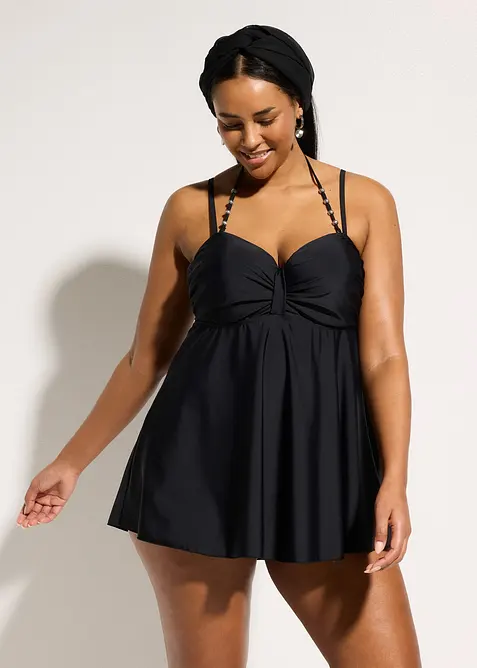 L&aring;ng tankini med dekorativa axelband (2 delar), bonprix