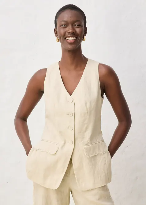 Kostymv&auml;st i rent lin, bonprix