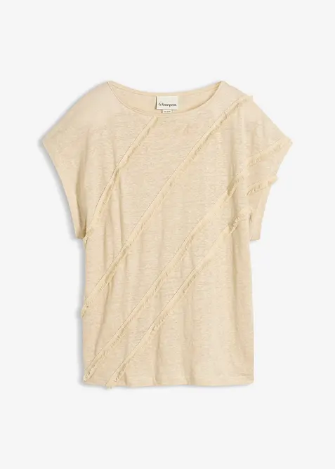 Topp i rent lin med applikation, bonprix