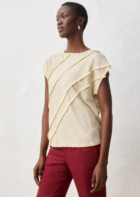 Topp i rent lin med applikation, bonprix