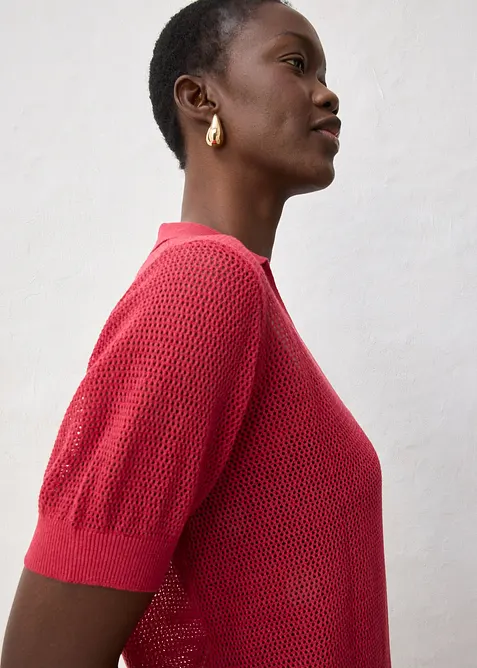 H&aring;lm&ouml;nstrad pik&eacute;tr&ouml;ja med linneandel, bonprix