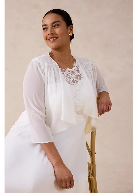 Chiffongbolero med &aring;tervunnen polyester, bonprix