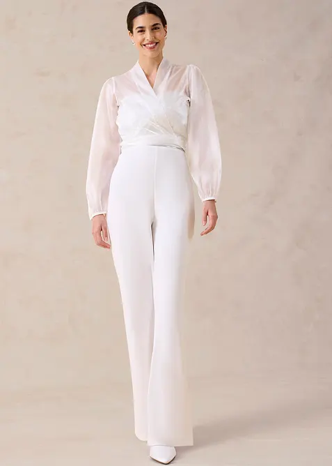 Jumpsuit i kr&auml;pp med struktur och med p&auml;rlbroderi, bonprix