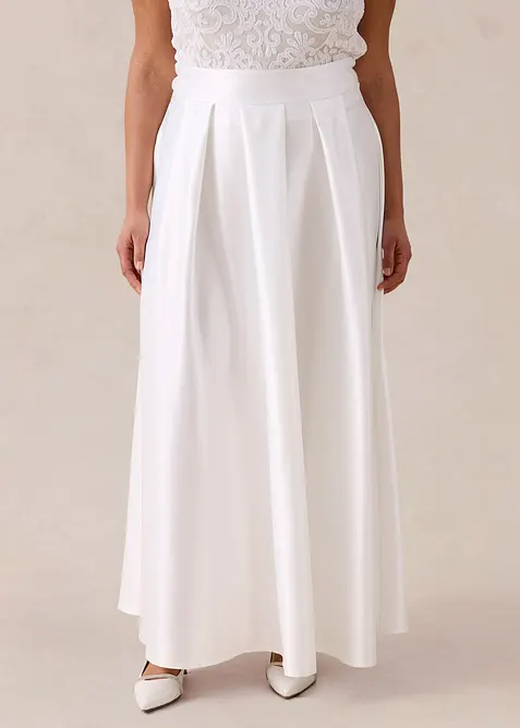 Maxikjol av glansig satin, bonprix