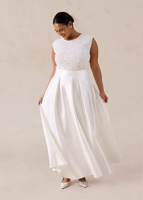 Maxikjol av glansig satin, bonprix