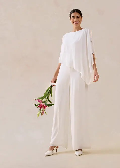 Jumpsuit i fintr&aring;dig chiffong, bonprix