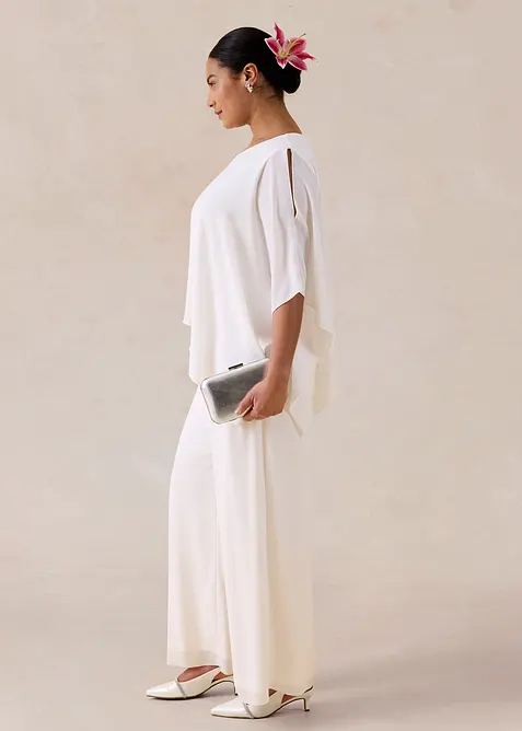 Jumpsuit i fintr&aring;dig chiffong, bonprix