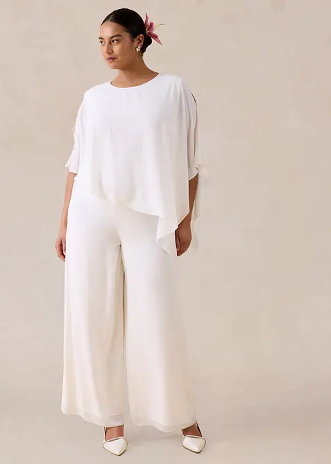 Jumpsuit i fintr&aring;dig chiffong, bonprix