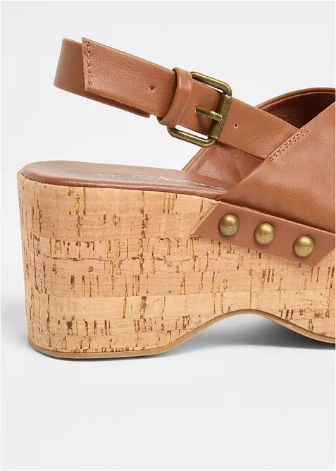 Sandalett med kilklack i korkstil, bonprix